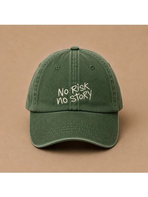 No Risk No Story (Risk Yoksa Hikaye Yok) Nakışlı Vintage Yıkamalı Kep Şapka