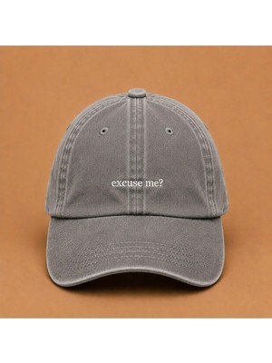 Excuse Me (Pardon) Nakışlı Vintage Yıkamalı Kep Şapka