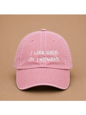 I Look Great On Instagram ''ınstagram'da Harika Görünüyorum.'' Yazılı Eskitme Yıkamalı Şapka