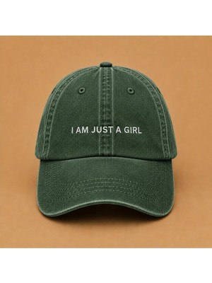 I Am Just A Girl Yazılı Eskitme Yıkamalı Şapka