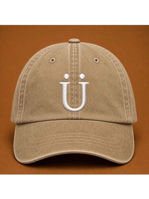Kişiye Özel "ü" Baş Harf Nakışlı Vintage Yıkamalı Beyzbol Şapkası