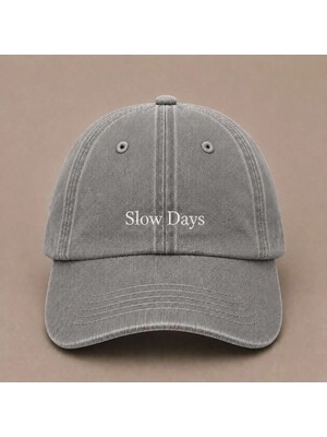 Slow Days Nakışlı Vintage Yıkamalı Kep Şapka