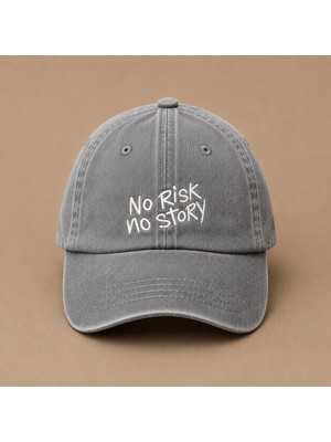No Risk No Story (Risk Yoksa Hikaye Yok) Nakışlı Vintage Yıkamalı Kep Şapka