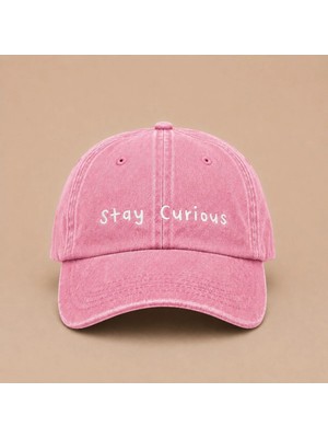 Stay Curious (Meraklı Kal) Yazılı Eskitme Yıkamalı Şapka