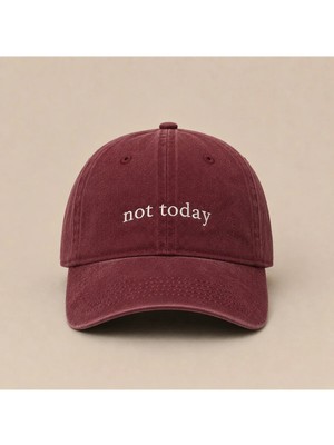 Özel Tasarım Nakış: Solmaz ve Sökülmez Birinci Sınıf Iplikle Işlenmiş Minimal "not Today" (Bugün Değil)
