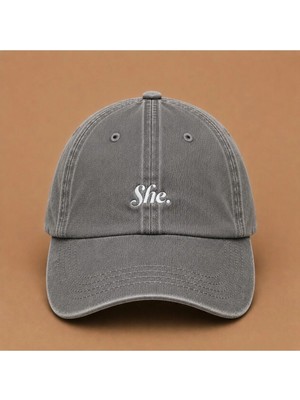 She. Nakışlı Vintage Yıkamalı Kep Şapka