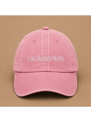 I Always Win (Her Zaman Kazanırım) Nakışlı Vintage Yıkamalı Kep Şapka
