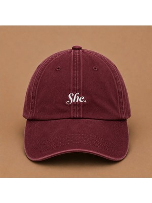 She. Nakışlı Vintage Yıkamalı Kep Şapka