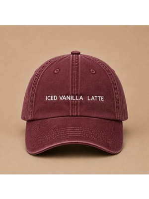 Iced Vanilla Latte Yazılı Eskitme Yıkamalı Şapka