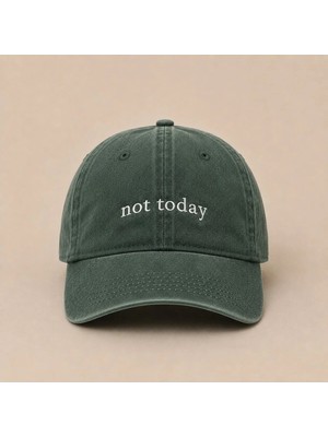 Özel Tasarım Nakış: Solmaz ve Sökülmez Birinci Sınıf Iplikle Işlenmiş Minimal "not Today" (Bugün Değil)