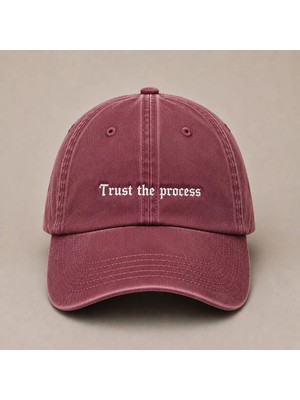 "trust The Process" (Sürece Güven) Motivasyon Işlemeli Vintage Yıkamalı Beyzbol Şapkası