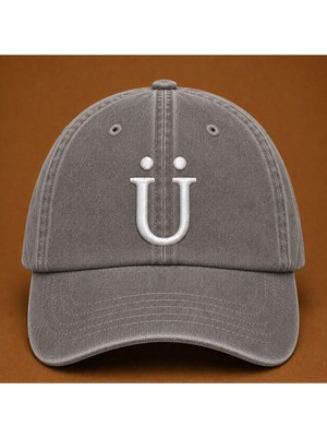 Kişiye Özel "ü" Baş Harf Nakışlı Vintage Yıkamalı Beyzbol Şapkası