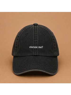 Excuse Me (Pardon) Nakışlı Vintage Yıkamalı Kep Şapka