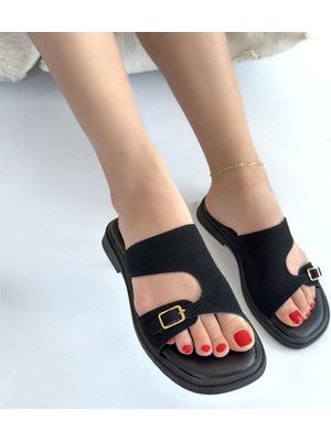 SEPET365 Gray Siyah Deri Tozu Terlik