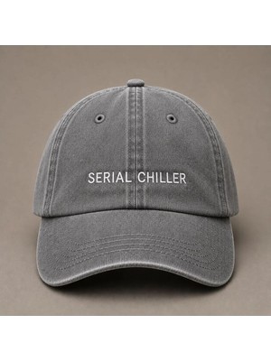 "serial Chiller" (Soğutucu )Espirili Nakışlı Vintage Yıkamalı Beyzbol Şapkası