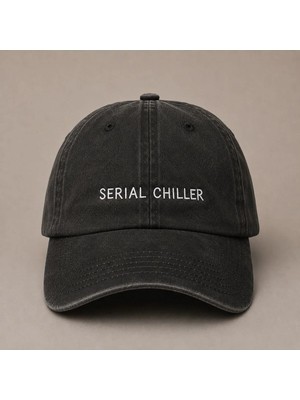 "serial Chiller" (Soğutucu )Espirili Nakışlı Vintage Yıkamalı Beyzbol Şapkası