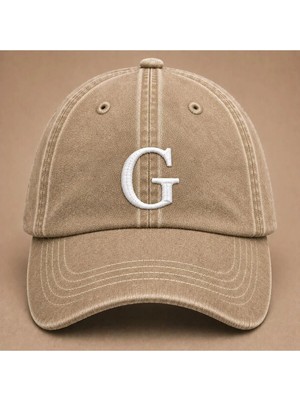 "g" Harfi Isimlere Özel Tasarım Nakışlı Vintage Yıkamalı Beyzbol Şapkası