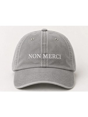 "non Mercı" Minimal Nakışlı Vintage Yıkamalı Beyzbol Şapkası