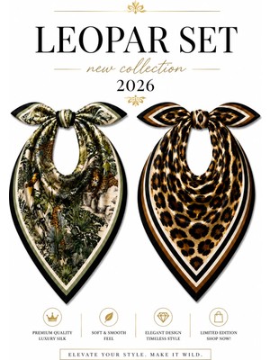 Mavi Masal 2 Li Leopar Kadın Fular Set
