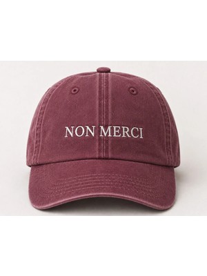 "non Mercı" Minimal Nakışlı Vintage Yıkamalı Beyzbol Şapkası