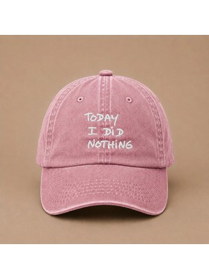 Today I Did Nothing ''bugün Hiçbir Şey Yapmadım'' Yazılı Eskitme Yıkamalı Şapka