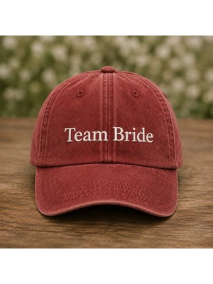 "team Bride" Bekarlığa Veda Nakışlı Vintage Yıkamalı Beyzbol Şapkası