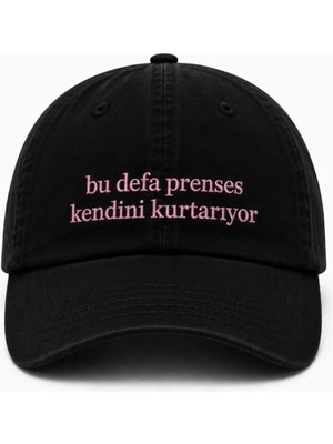 Bu Defa Prenses Kendini Kurtarıyor Nakış Işlemeli Yıkamalı Vintage Şapka