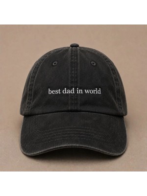 Best Dad In World Nakışlı Eskitme Yıkamalı Şapka Babalar Günü Özel Hediye
