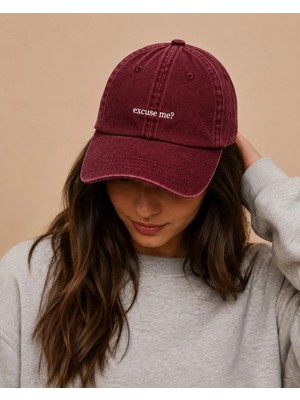 Excuse Me (Pardon) Nakışlı Vintage Yıkamalı Kep Şapka