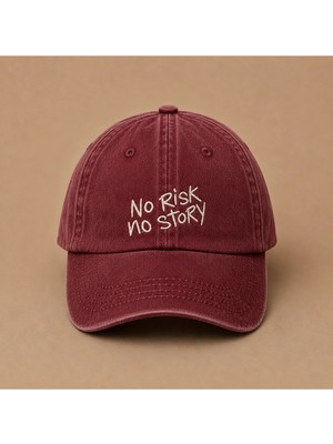 No Risk No Story (Risk Yoksa Hikaye Yok) Nakışlı Vintage Yıkamalı Kep Şapka