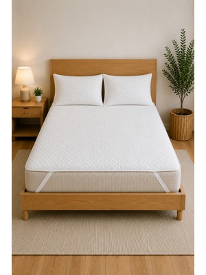 Elovias Sıvı Geçirmez Yatak Koruyucu Set | 1 Adet 4 Köşe Lastikli Yatak Alezi + 2 Adet Yastık Alezi | Nefes Alan Mikrofiber Koruma Seti