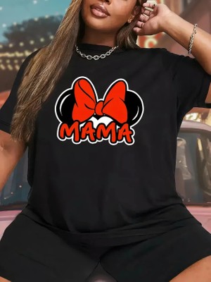Beruflic Anneler Günü Hediye Anne Temalı Baskılı Oversize Bisiklet Yaka T-Shirt - Siyah