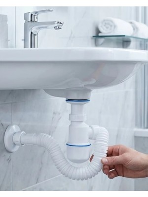 Alkasaz Lavabo Gider Borusu Esnek Hortumlu Sifon Seti Koku Önleyici Dayanıklı Tasarım
