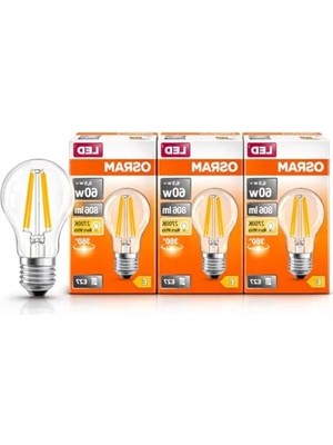 Die Grup LED Filament Ampul, 6.5W Sarı Işık, 806 Lümen, E27 Duy ile Enerji Tasarrufu