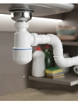 Alkasaz Lavabo Sifon Seti Esnek Borulu Koku Engelleyici Sızdırmaz ve Kolay Montajlı