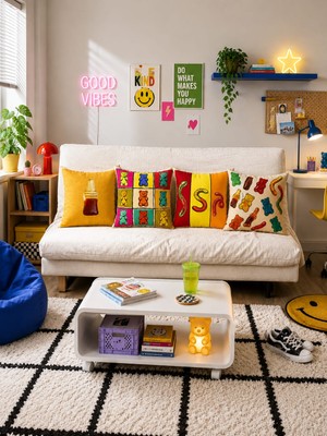 Pikko Home 4'lü Şekerim Polyester Kırlent Kılıfı(Kr)
