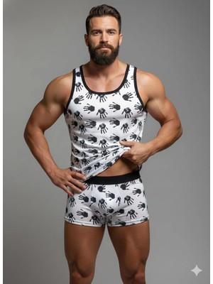 Alkasaz Erkek Desenli Tank Top Boxer Takım