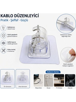 ForWhat Büro Ev Ofis Düzeni Için Fonlksiyonel Kıskaçlı Yapışkanlı Kablo Mop Tutucu