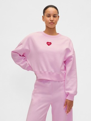 Gap Kadın Pembe Vintagesoft Oversized Heart Logo Wedge Sweatshirt