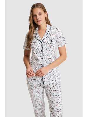 U.S. Polo Assn. Kadın Ekru Pijama Takımı 50326525-VR019