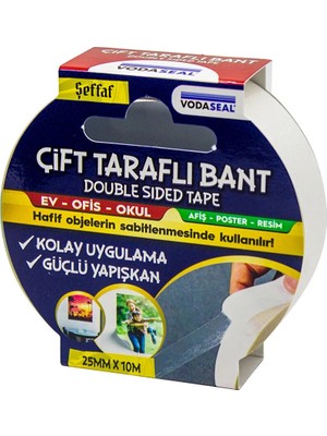 4 Adet Vodaseal Çift Taraflı Filmik Bant 10MT