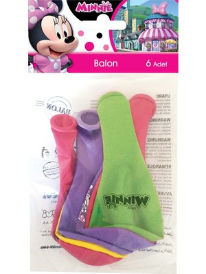 Minnie 2 Adet  Mınnıe Poşet Içi 6'lı Balon (4 Renk Baskılı)