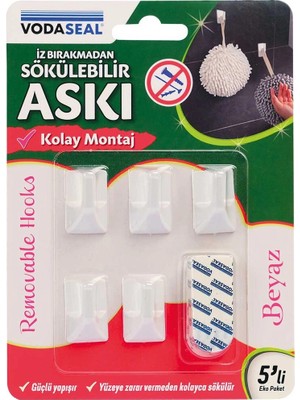 4 Adet   Vodaseal Sökülebilir Askı 5'li Beyaz