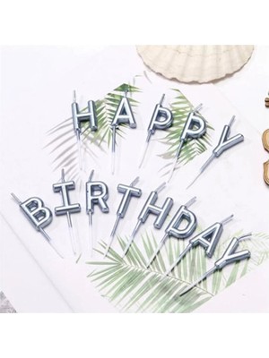 4 Adet   Orca Mum Gümüş Happy Birthday