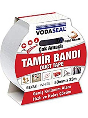3 Adet  Vodaseal Ducttape Bandı Beyaz 50MMX25MT