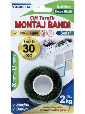 Vodaseal Montaj Bandı Şeffaf 20MMX1,5MT