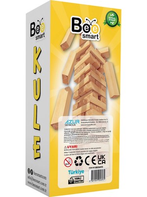 2 Adet Bee Smart Kule Doğal Ahşap Denge Oyunu 54 Parça