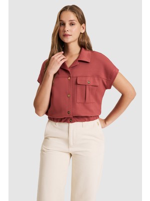U.S. Polo Assn. Kadın Vişne Örme Gömlek 50325372-VR223