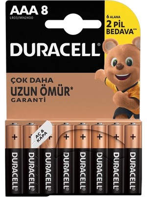 4 Adet Duracell Basic Alkalin Aaa 8'li Ince Pil