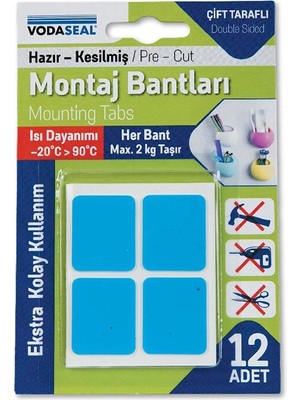 3 Adet Vodaseal Hazır Montaj Bandı Beyaz 12'li Set